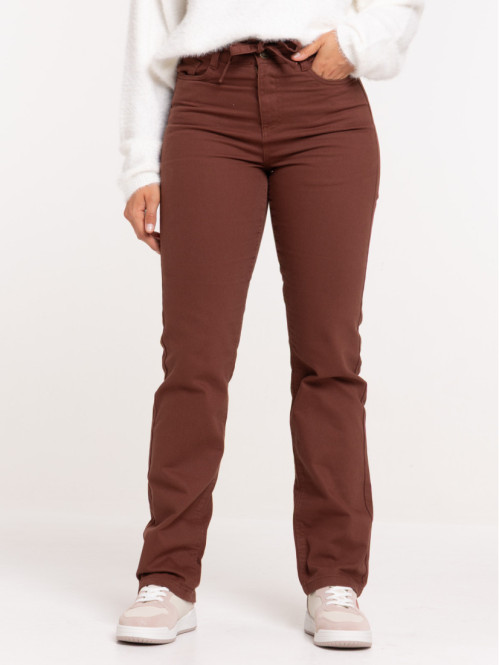 Pantalon straight marron femme