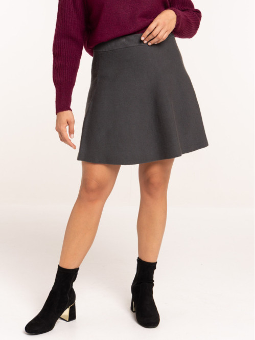 Jupe courte en maille asphalte femme