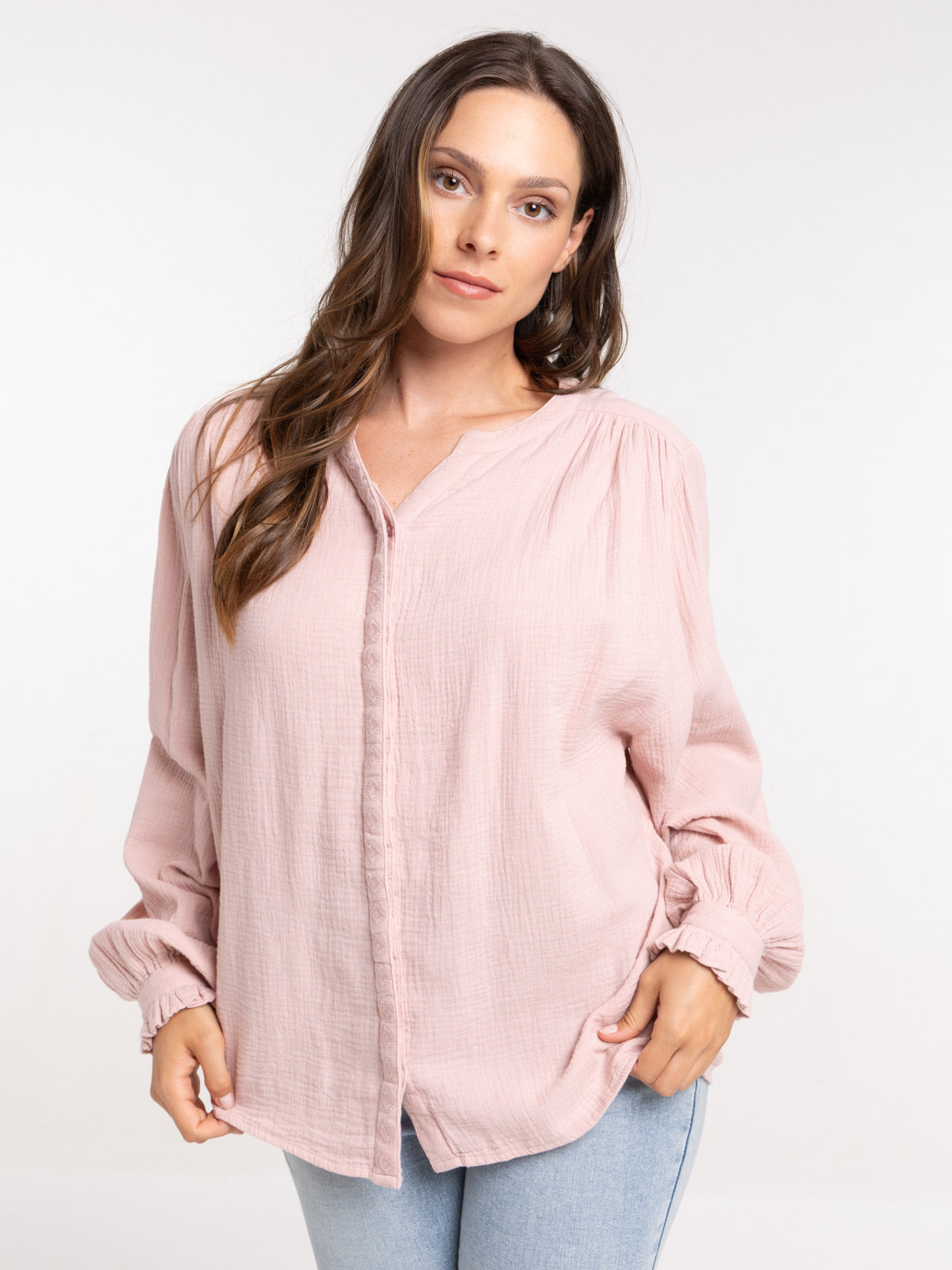 Chemise double gaz de coton femme