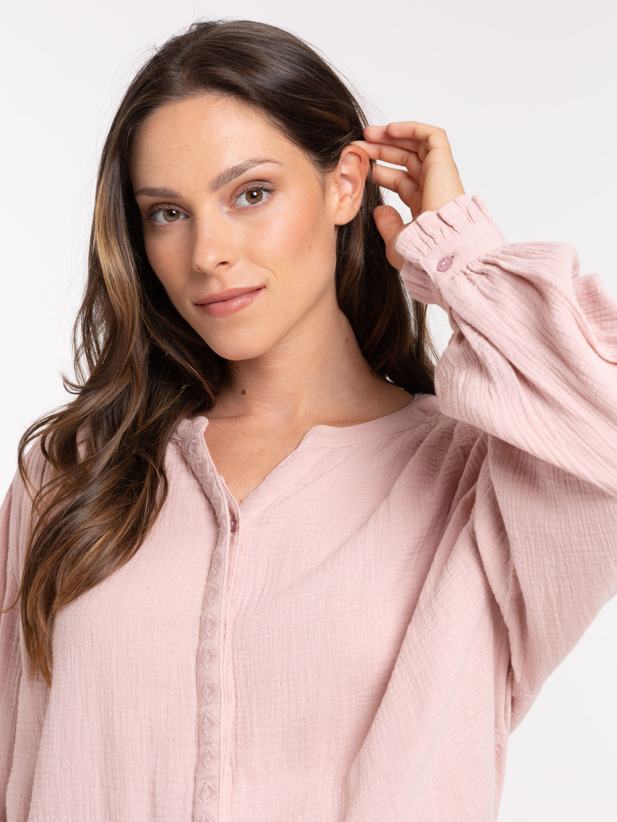 Chemise double gaz de coton femme