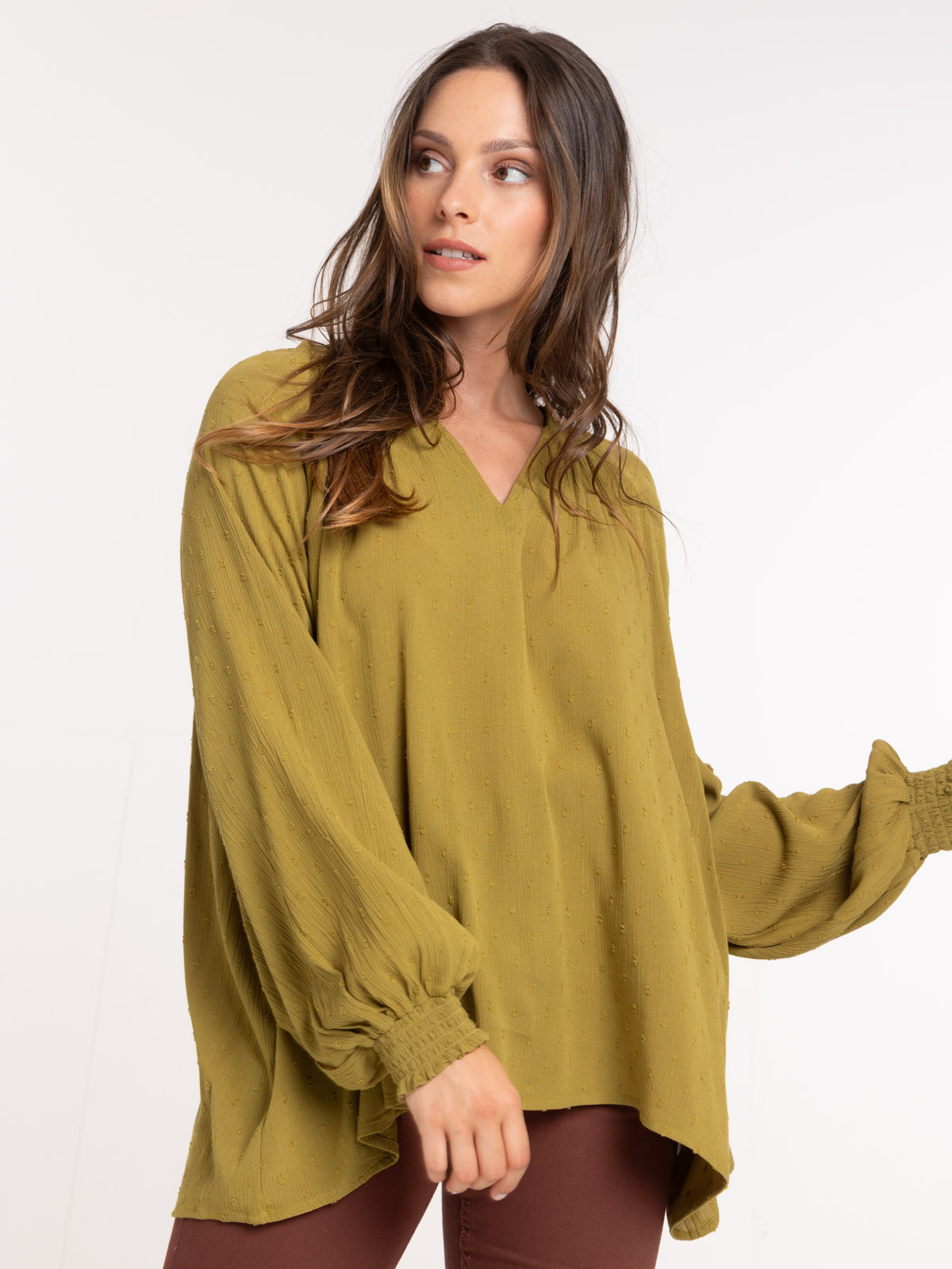 Blouse manche longue fluide femme