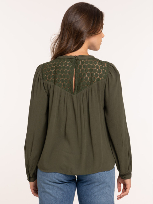 Blouse fluide vert foncé femme