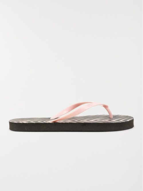 Tong noire imprimée femme (37-42)