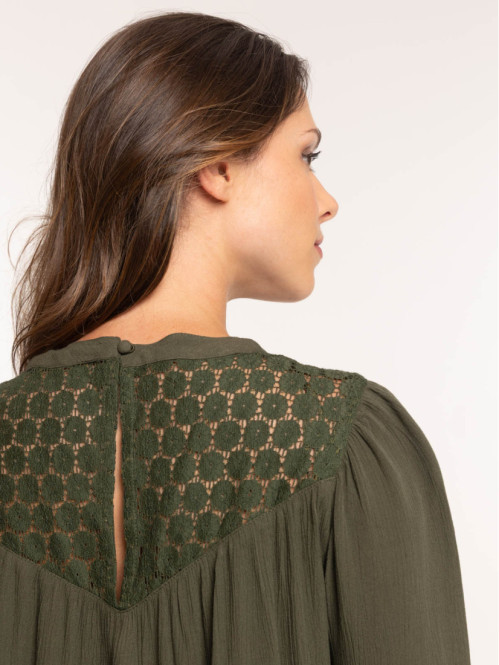 Blouse fluide vert foncé femme