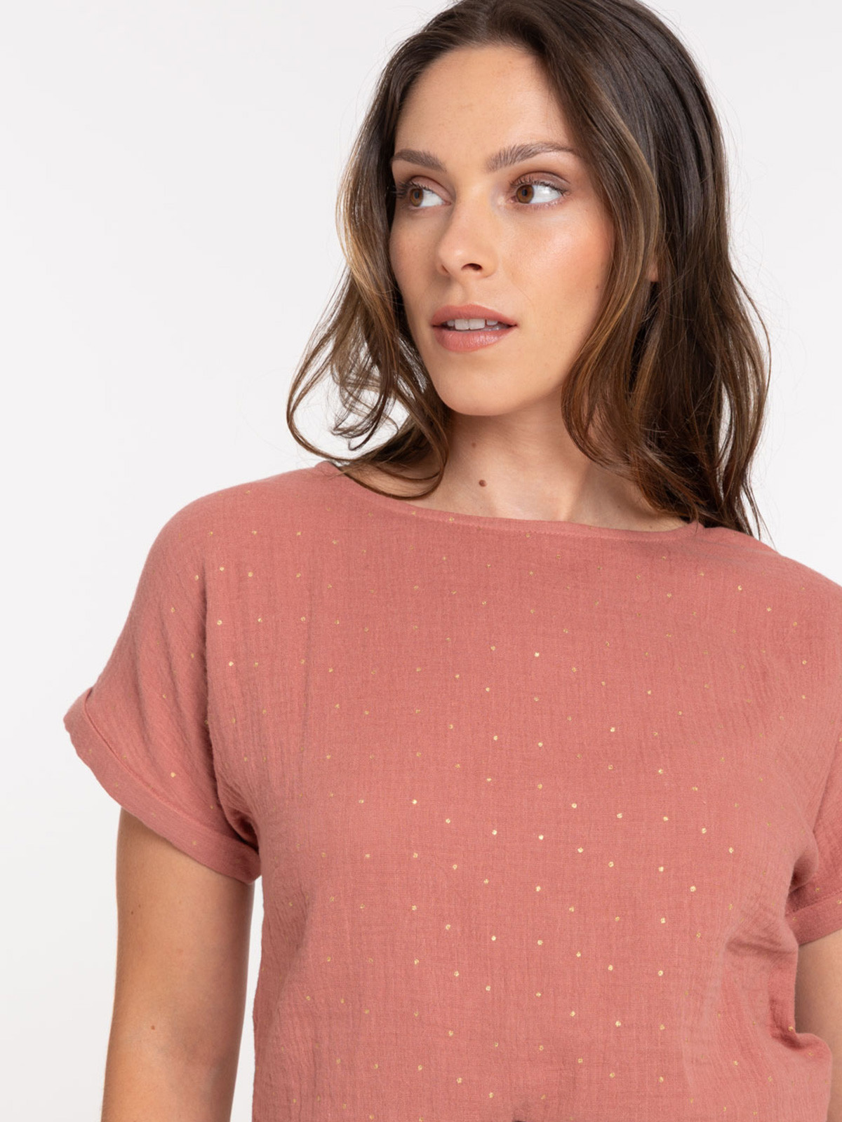 Blouse à pois gaze de coton femme Blouse à pois gaze de coton femme