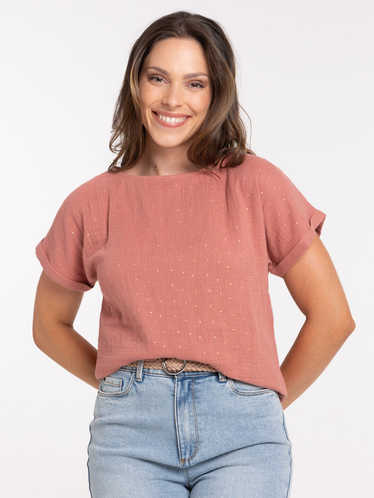 Blouse à pois gaze de coton femme Blouse à pois gaze de coton femme