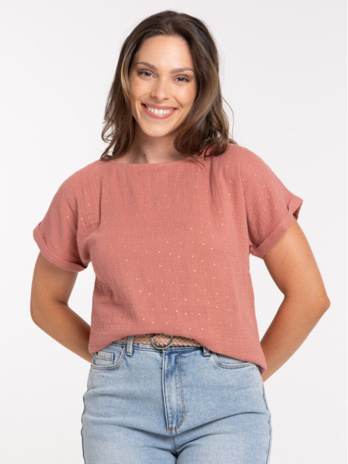 Blouse à pois gaze de coton...