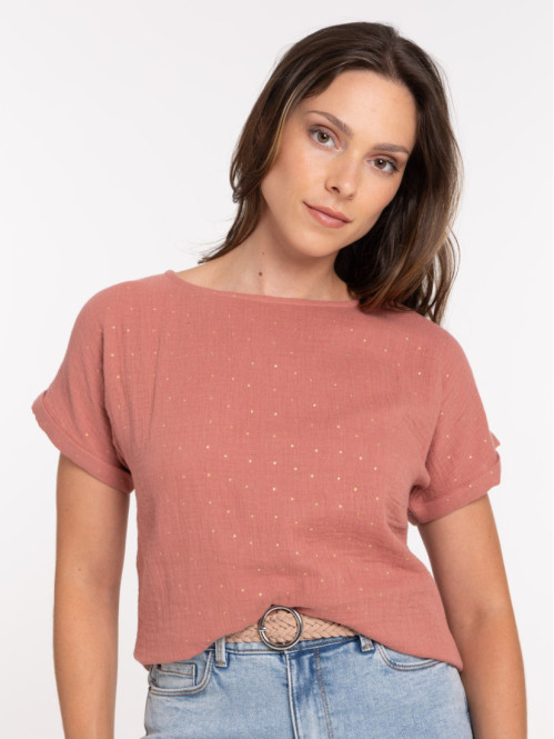 Blouse à pois gaze de coton femme