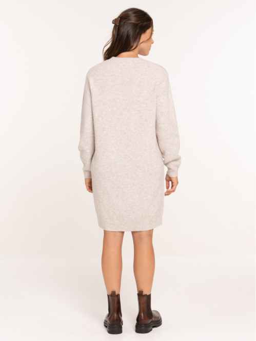 Robe pull beige rosé femme