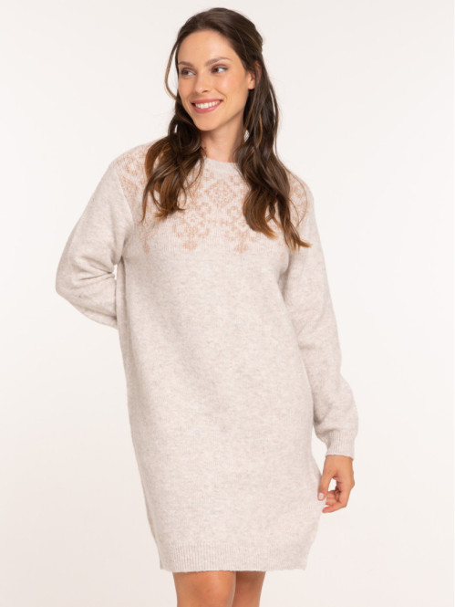 Robe pull beige rosé femme