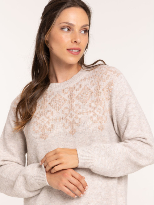 Robe pull beige rosé femme