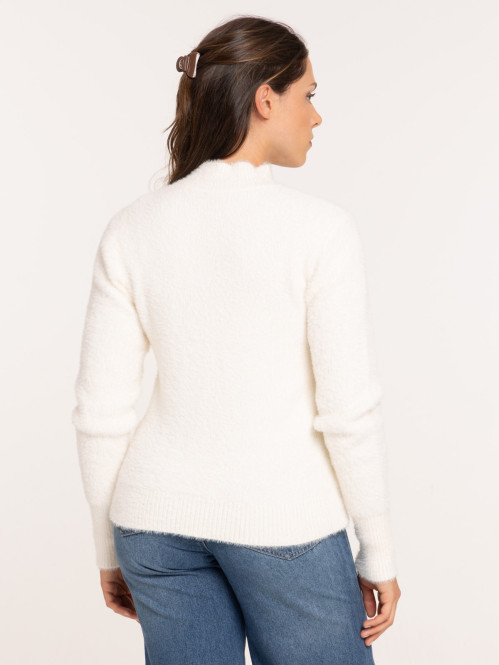 Pull col montant écru femme Pull col montant écru femme