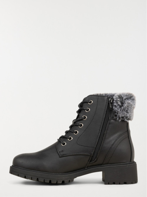 Bottines plates col fourré...