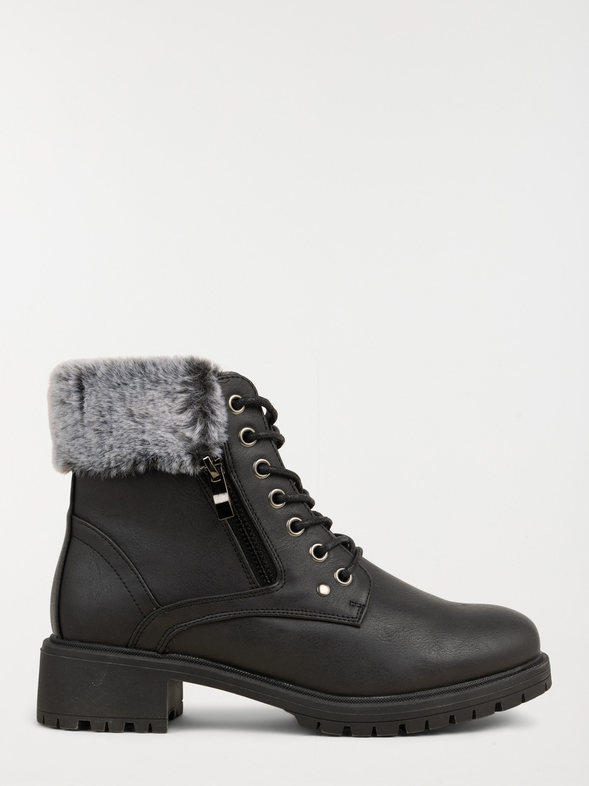 Bottines plates col fourré femme (36-41)