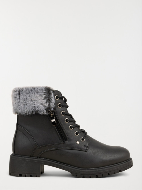 Bottines plates col fourré femme (36-41)