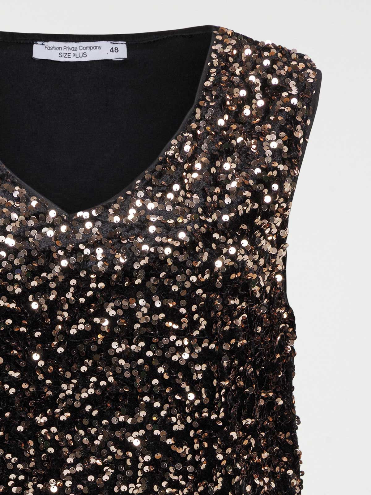 Top noir sequins grande taille femme Top noir sequins grande taille femme