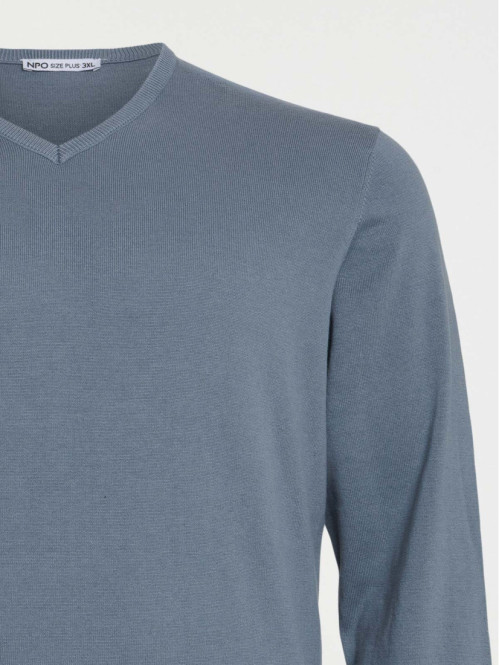 Pull col V grande taille homme