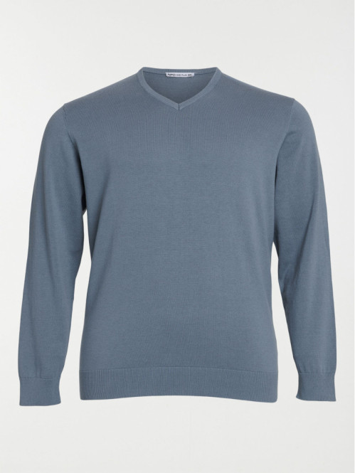 Pull col V grande taille homme