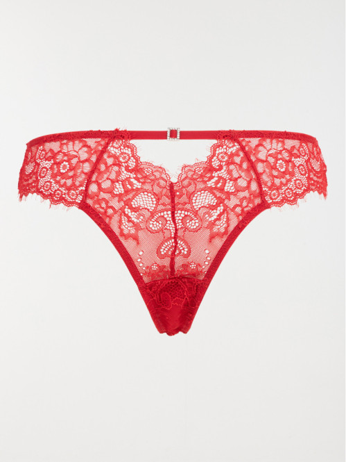 Tanga dentelle rouge femme...