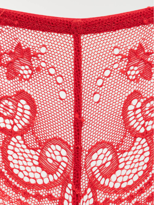 Tanga dentelle rouge femme...