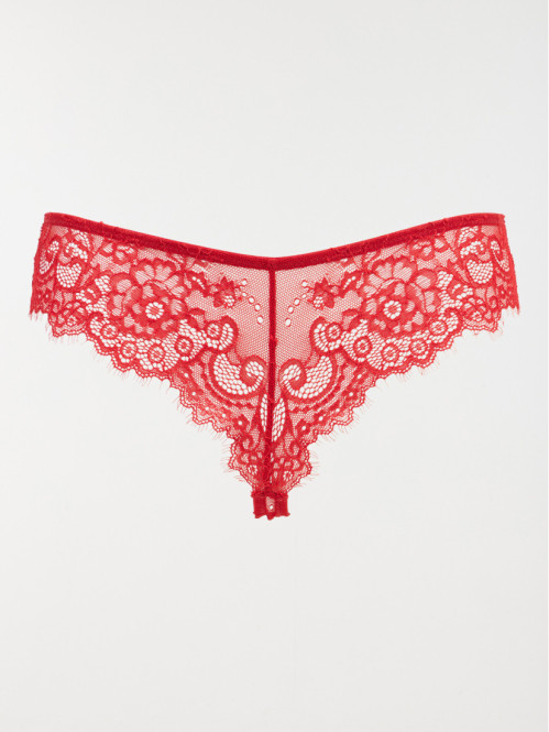 Tanga dentelle rouge femme...