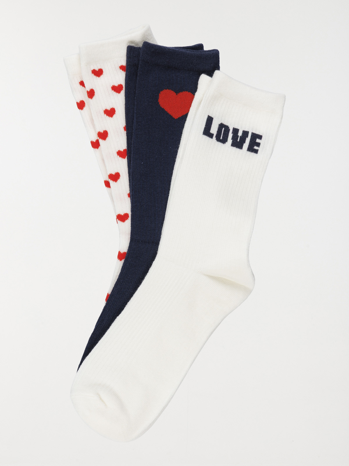 Lot 3 paires chaussettes coeurs femme