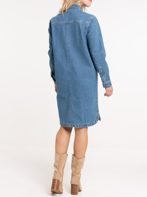 Robe chemise denim double...