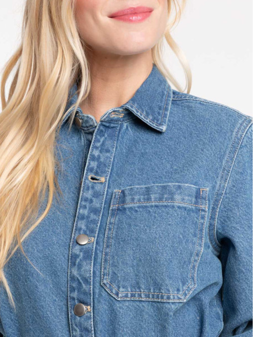 Robe chemise denim double...