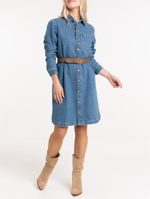 Robe chemise denim double...