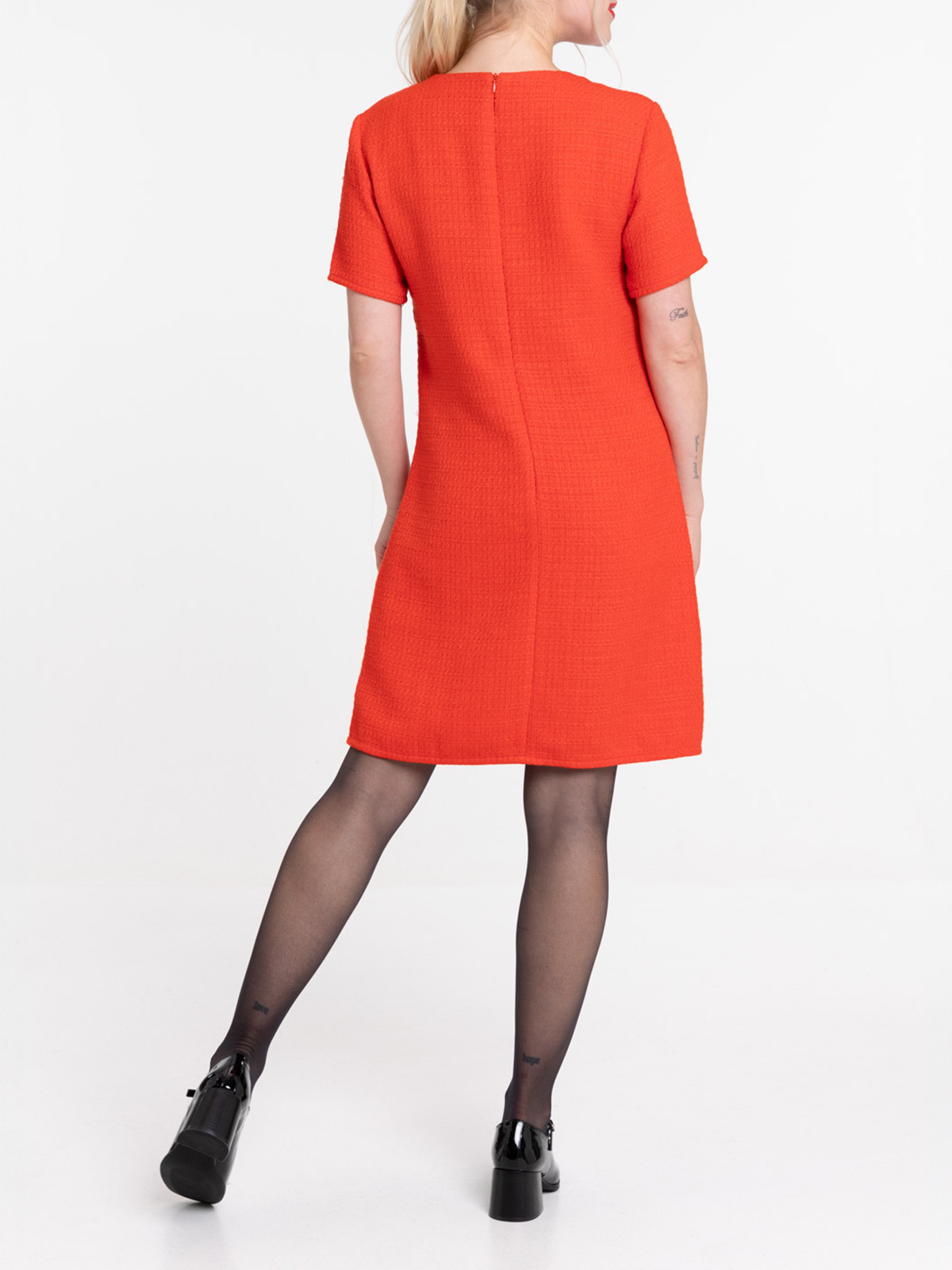 Robe courte en tweed rouge femme