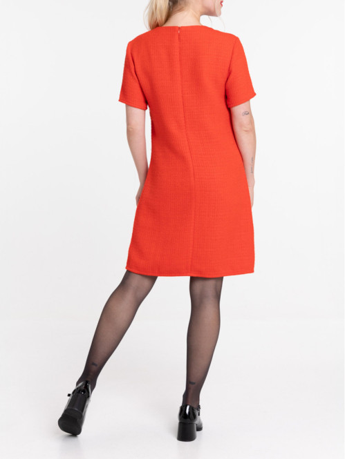 Robe courte en tweed rouge...