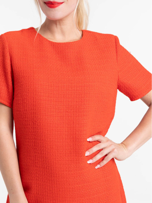 Robe courte en tweed rouge...