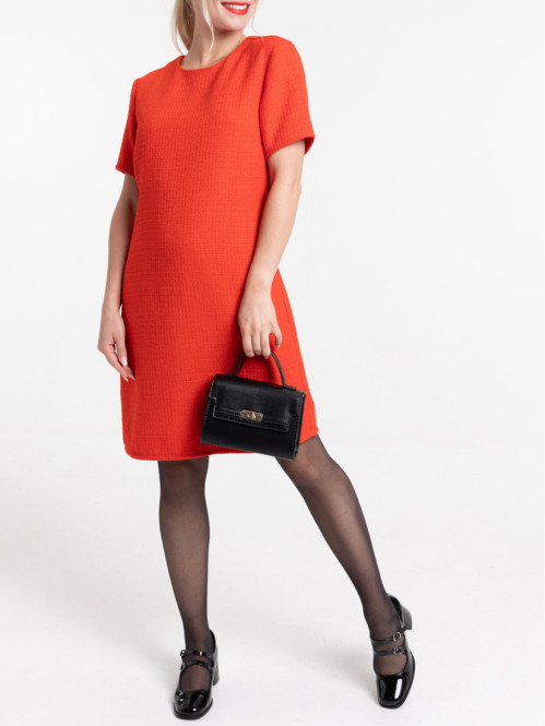 Robe courte en tweed rouge...