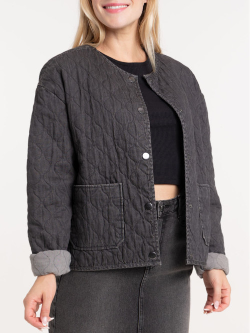 Veste grise matelassée denim femme