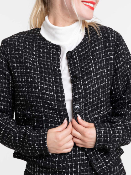Veste tweed noire femme
