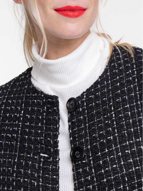 Veste tweed noire femme