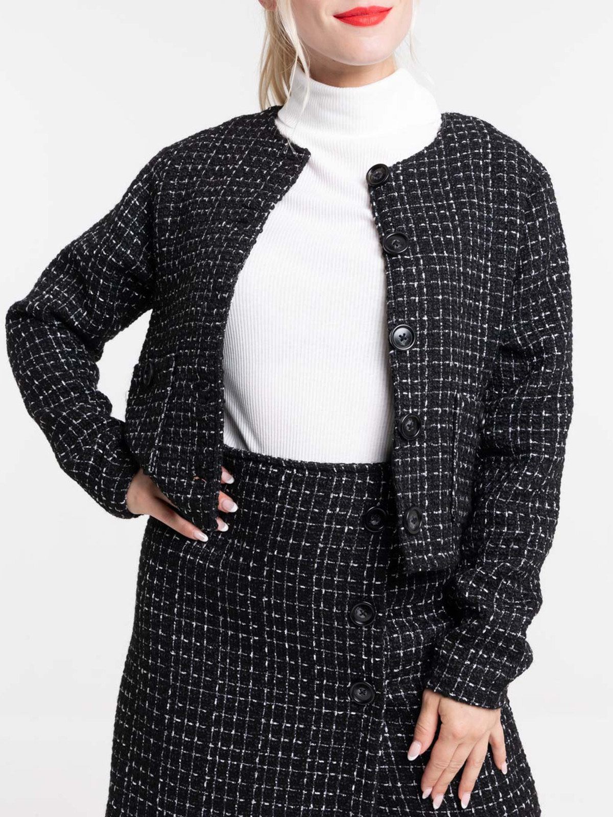 Veste tweed noire femme