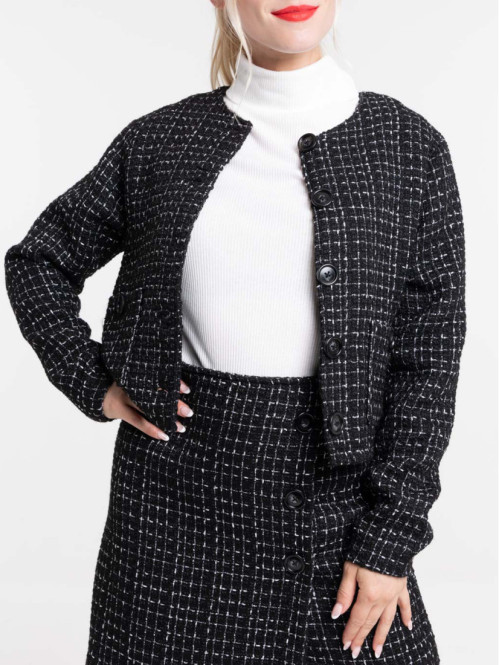 Veste tweed noire femme