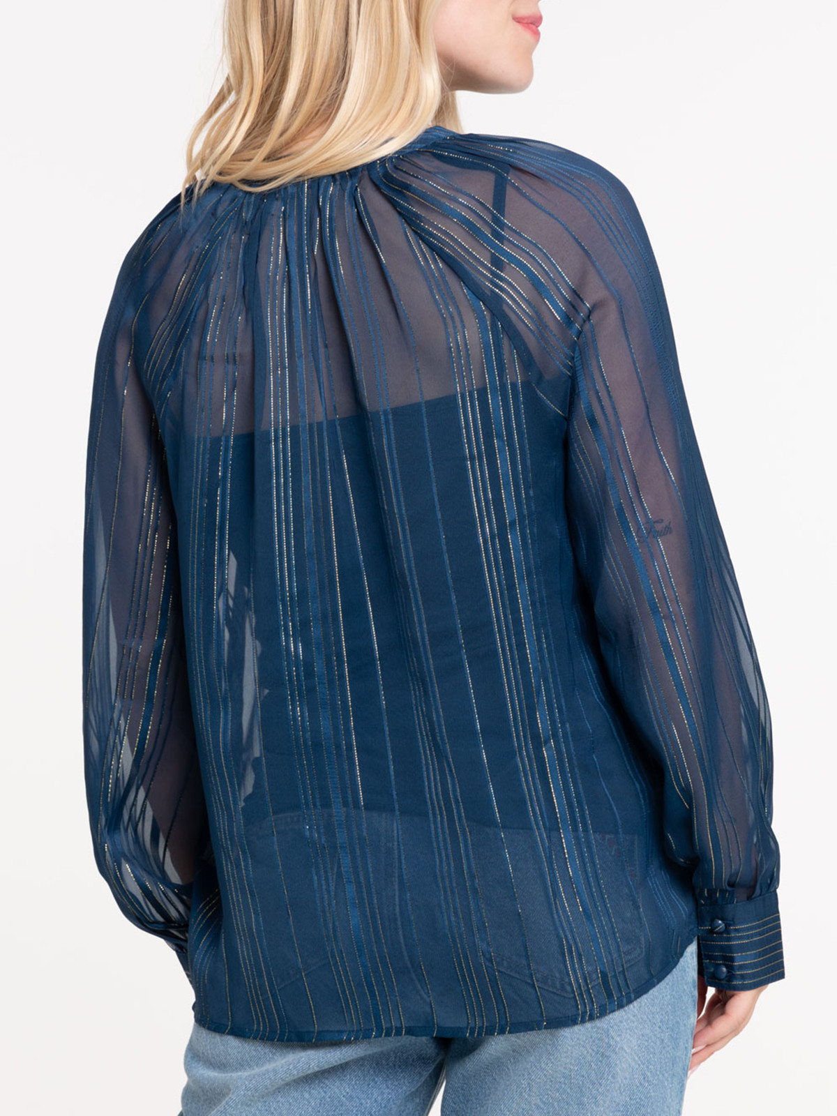 Blouse voile coloris pétrole femme