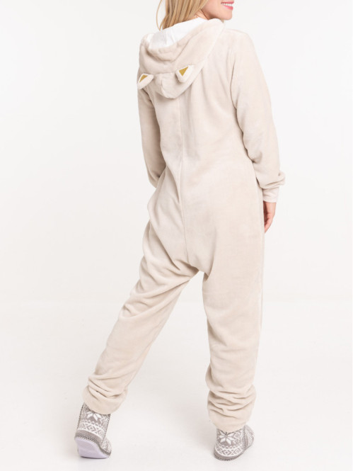 Combinaison de nuit beige grisé femme