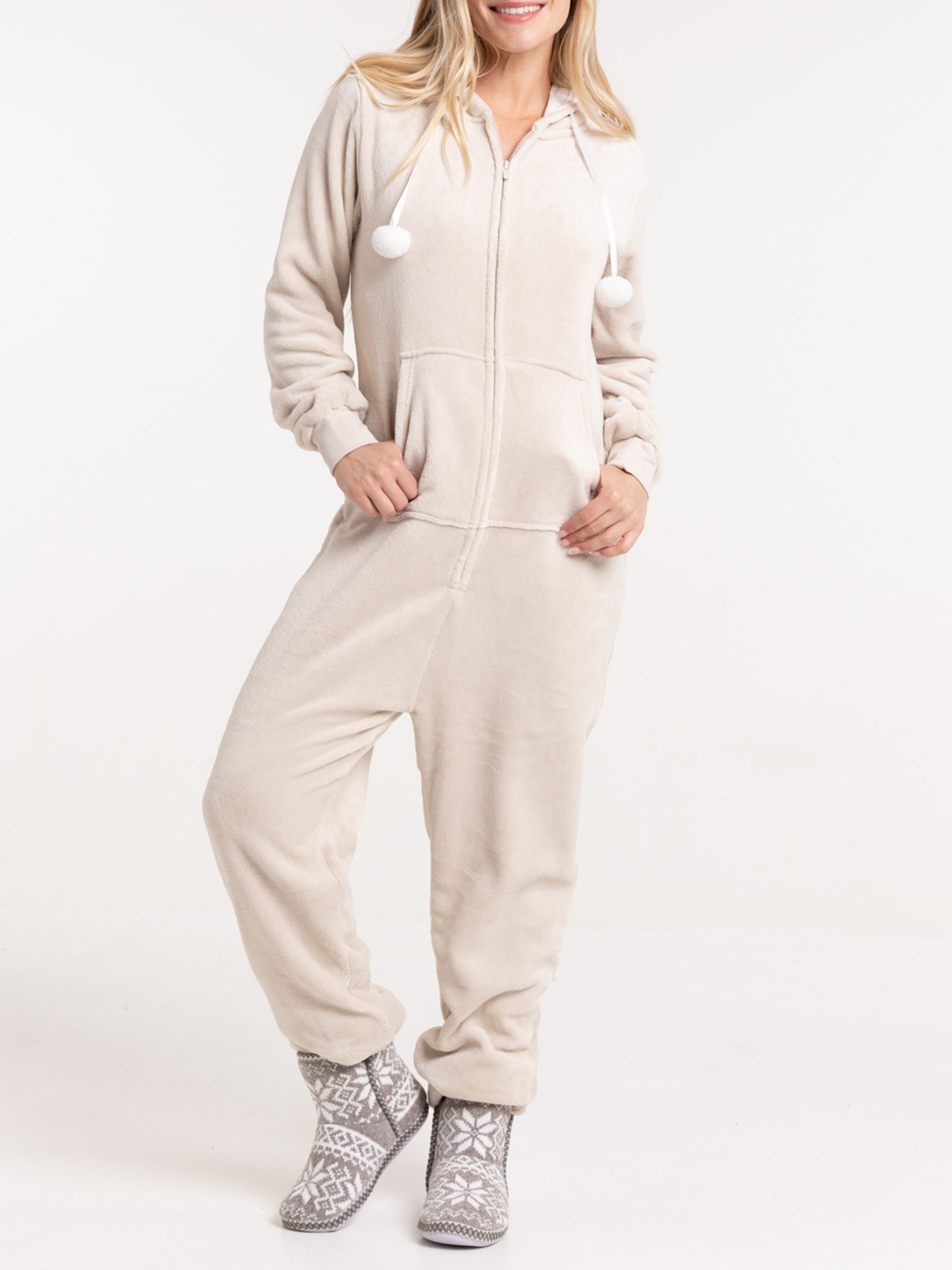 Combinaison de nuit beige grisé femme