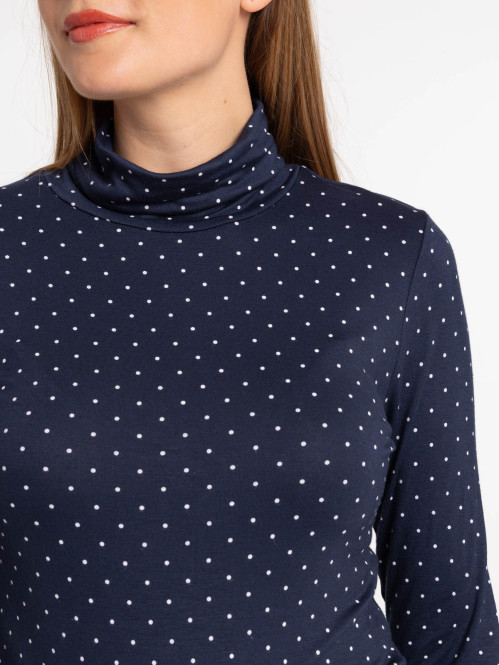 T-shirt col roulé à pois femme