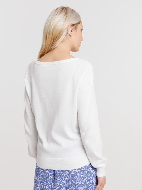 Pull manches longues écru femme