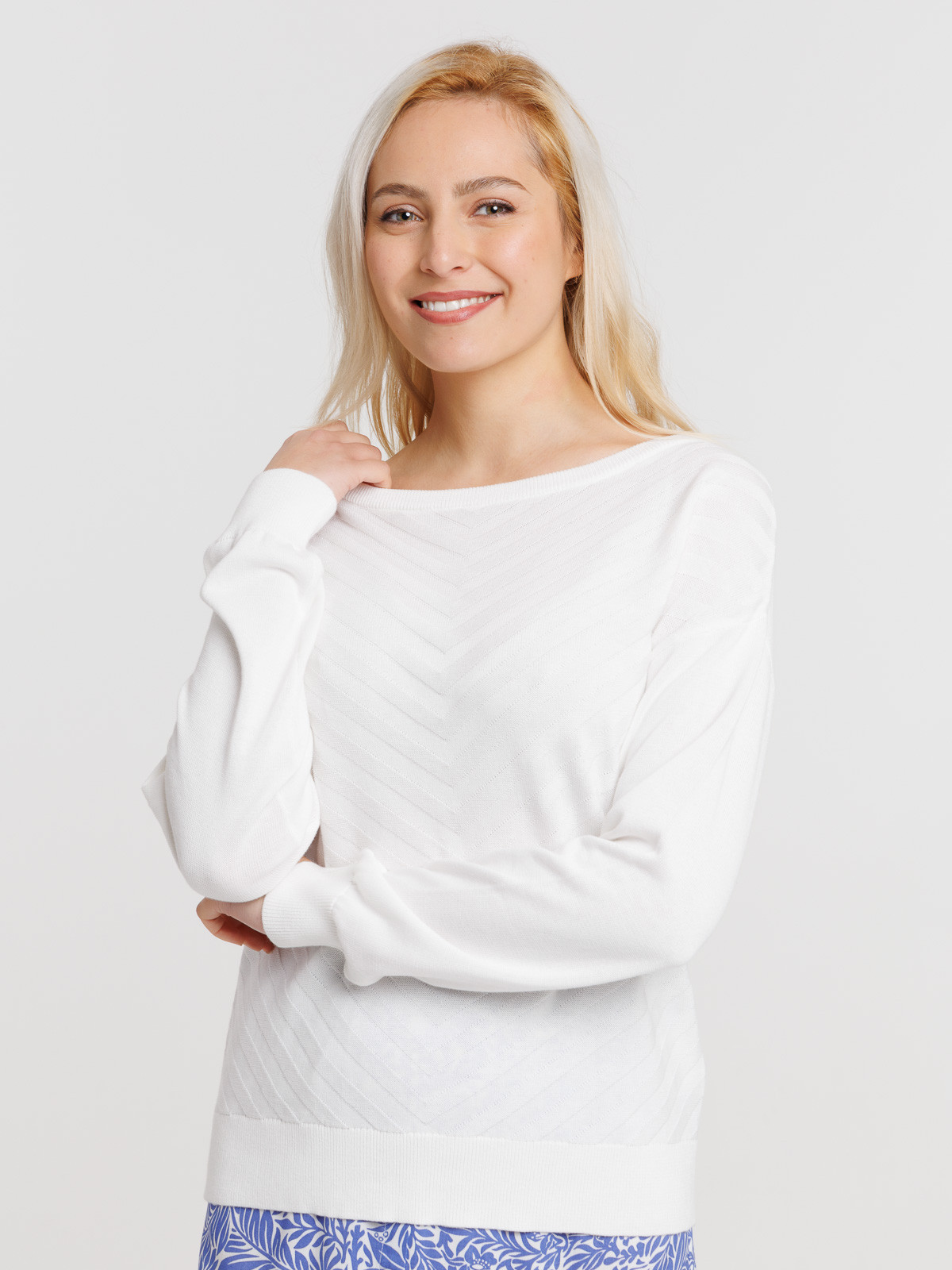 Pull manches longues écru femme
