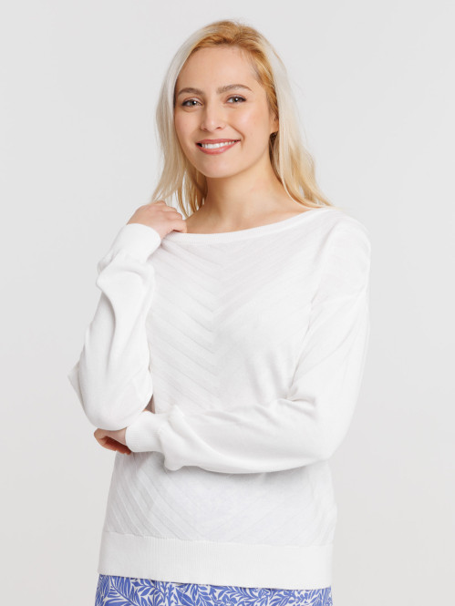 Pull manches longues écru femme