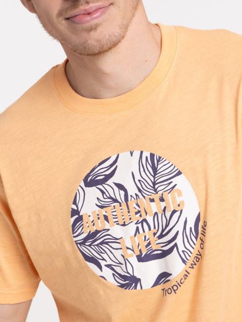 T-shirt imprimé coloris abricot homme T-shirt imprimé coloris abricot homme