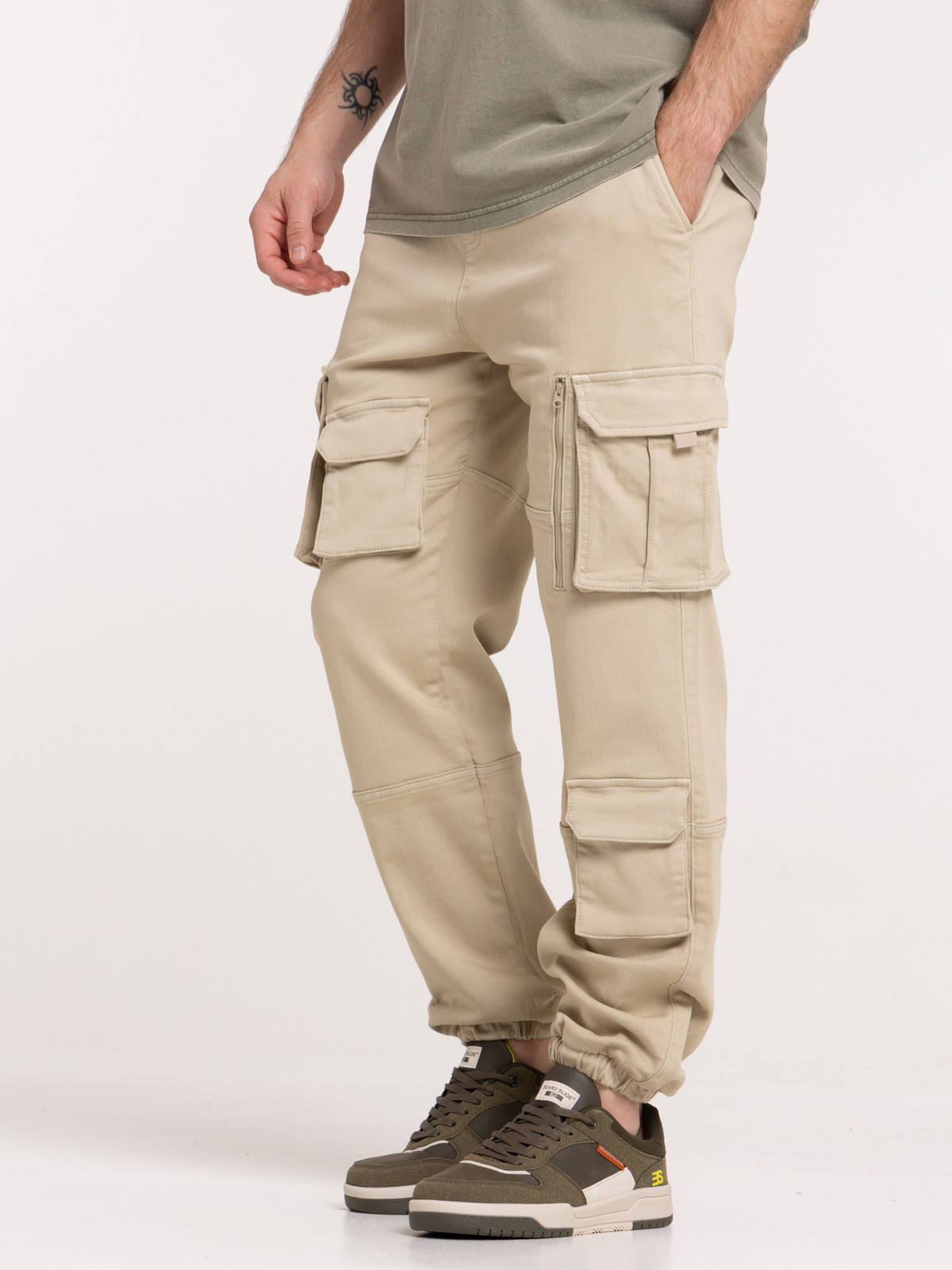 Pantalon cargo beige clair homme