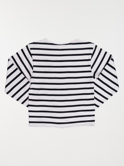 T-shirt rayé coeur brodé fille (3-12A)