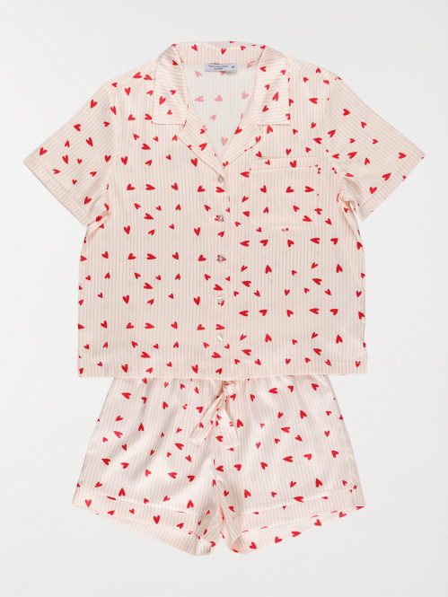 Pyjashort motif coeur femme