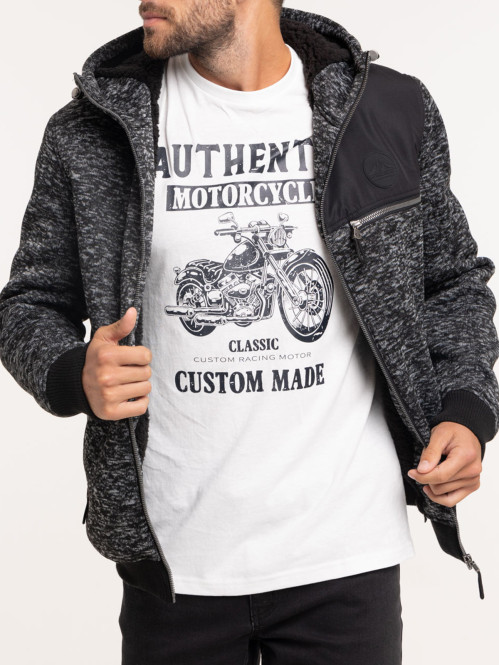 Sweat capuche anthracite chiné homme Sweat capuche anthracite chiné homme